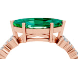Rose gold Marquise Cut Emerald Scattered Round Accent Ring with Prong Setting_16