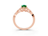 Rose gold Marquise Cut Emerald Solitaire Celtic Knot Ring with Four-Prong Setting_15