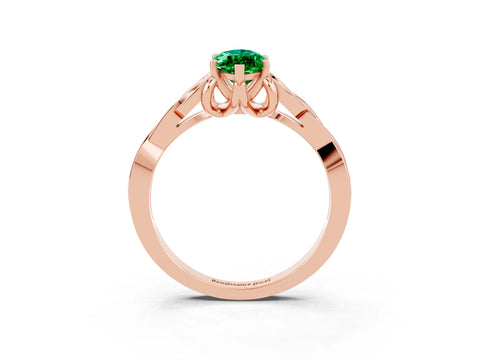 Rose gold Marquise Cut Emerald Solitaire Celtic Knot Ring with Four-Prong Setting_15