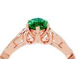 Rose gold Marquise Cut Emerald Solitaire Celtic Knot Ring with Four-Prong Setting_16