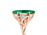 Rose gold Marquise Cut Emerald Solitaire Celtic Knot Ring with Four-Prong Setting_17
