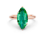 Rose gold Marquise Cut Emerald Solitaire Engagement Ring with Cathedral Setting and Four-Prong Mount_24