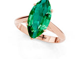 Rose gold Marquise Cut Emerald Solitaire Engagement Ring with Cathedral Setting and Four-Prong Mount_25