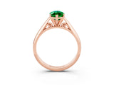 Rose gold Marquise Cut Emerald Solitaire Engagement Ring with Cathedral Setting and Four-Prong Mount_27