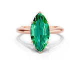 Rose gold Marquise Cut Emerald Solitaire Engagement Ring with Cathedral Setting and Four-Prong Mount_72