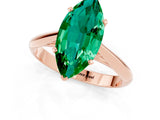 Rose gold Marquise Cut Emerald Solitaire Engagement Ring with Cathedral Setting and Four-Prong Mount_73