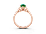 Rose gold Marquise Cut Emerald Solitaire Engagement Ring with Cathedral Setting and Four-Prong Mount_75