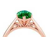 Rose gold Marquise Cut Emerald Solitaire Engagement Ring with Cathedral Setting and Four-Prong Mount_76