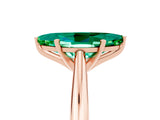 Rose gold Marquise Cut Emerald Solitaire Engagement Ring with Cathedral Setting and Four-Prong Mount_77