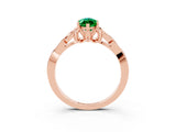 Rose gold Marquise Cut Emerald Solitaire Engagement Ring with Celtic Knot Band and Four-Prong Setting_3