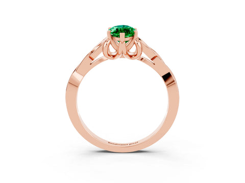 Rose gold Marquise Cut Emerald Solitaire Engagement Ring with Celtic Knot Band and Four-Prong Setting_3