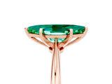 Rose gold Marquise Cut Emerald Solitaire Engagement Ring with Classic Band and Four-Prong Setting_29