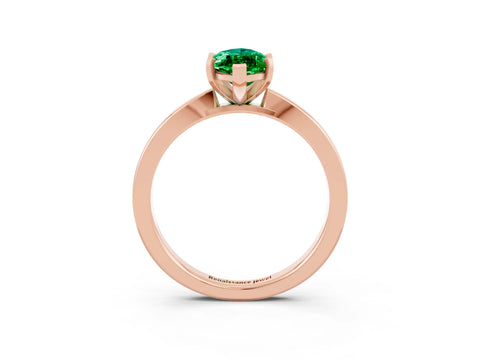 Rose gold Marquise Cut Emerald Solitaire Engagement Ring with Classic Band and Four-Prong Setting_46