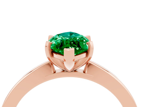 Rose gold Marquise Cut Emerald Solitaire Engagement Ring with Classic Band and Four-Prong Setting_47