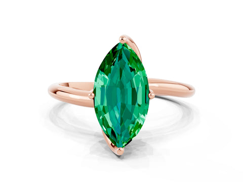 Rose gold Marquise Cut Emerald Solitaire Engagement Ring with Four-Prong Setting and Classic Band_12