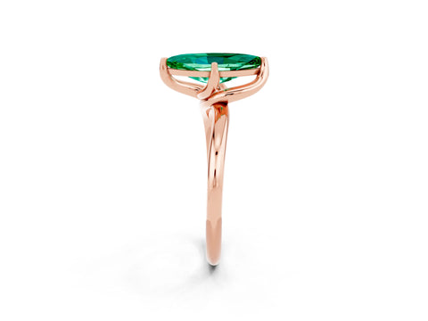 Rose gold Marquise Cut Emerald Solitaire Engagement Ring with Four-Prong Setting and Classic Band_14