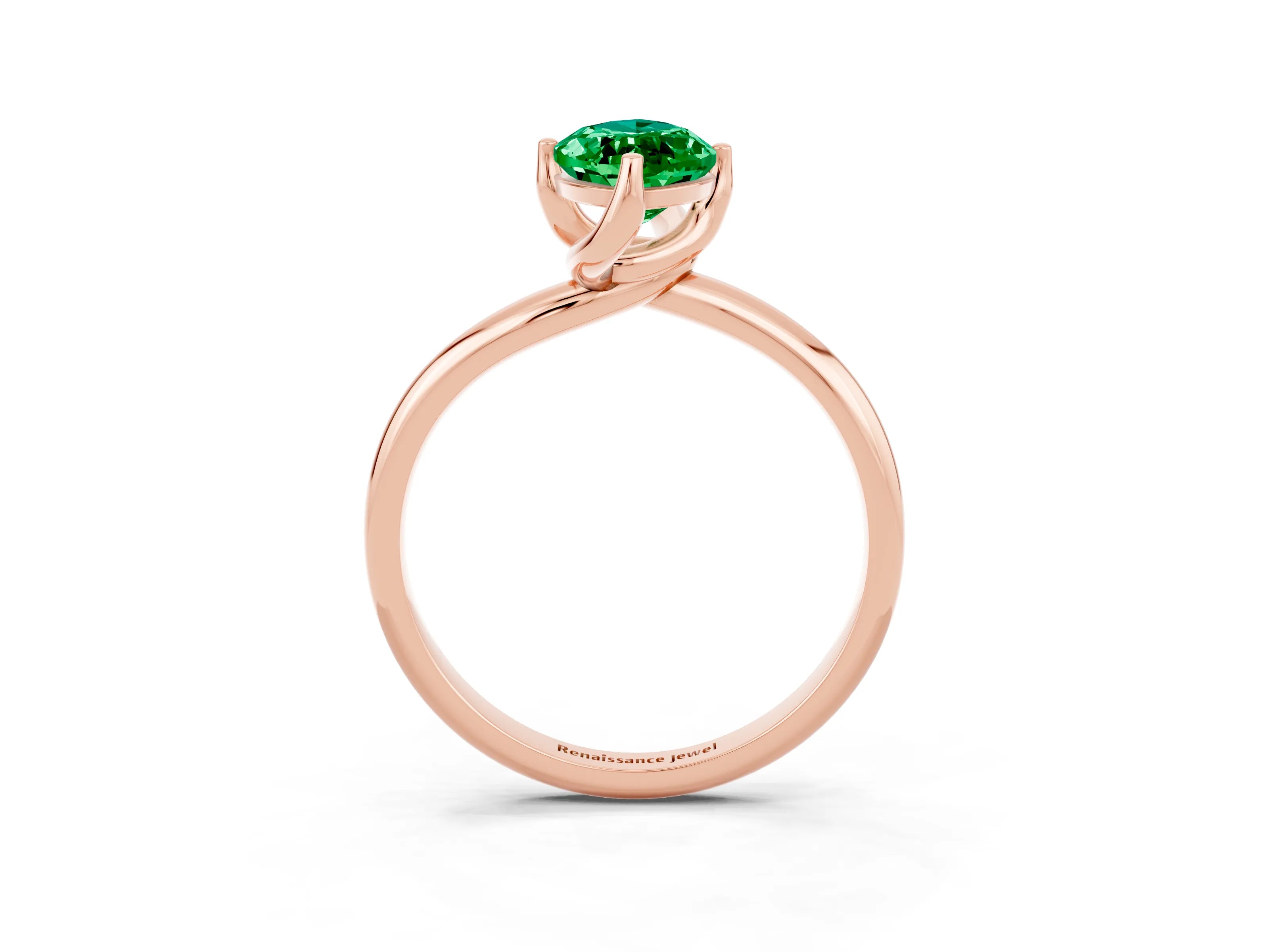 Rose gold Marquise Cut Emerald Solitaire Engagement Ring with Four-Prong Setting and Classic Band_15