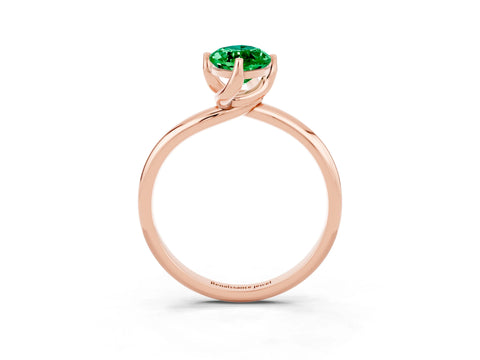 Rose gold Marquise Cut Emerald Solitaire Engagement Ring with Four-Prong Setting and Classic Band_15