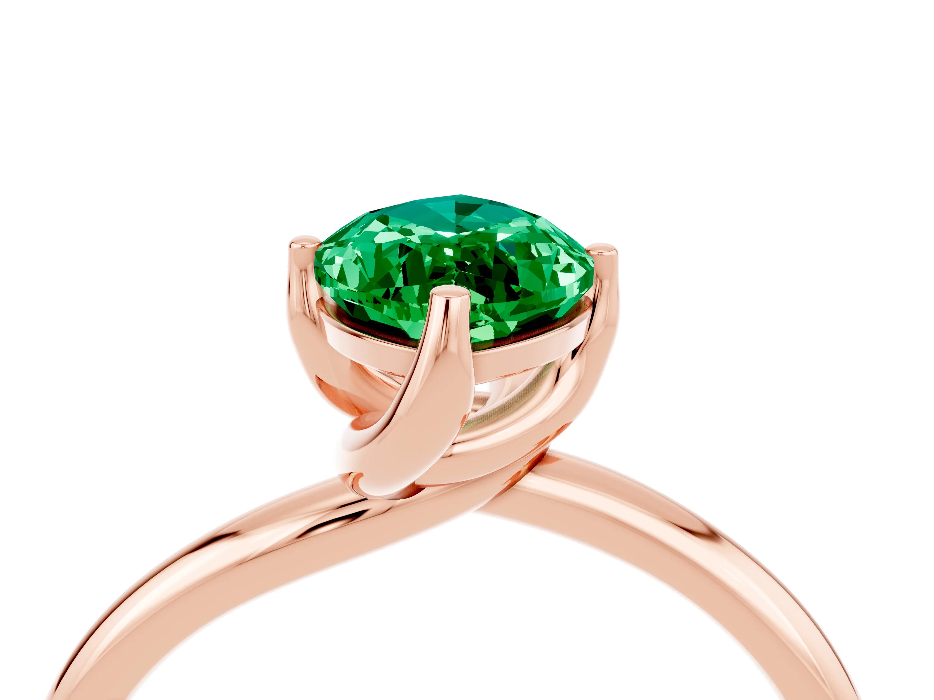 Rose gold Marquise Cut Emerald Solitaire Engagement Ring with Four-Prong Setting and Classic Band_16