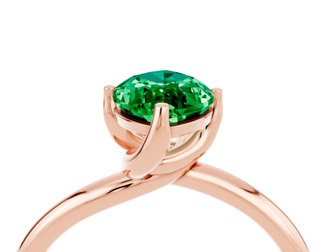 Rose gold Marquise Cut Emerald Solitaire Engagement Ring with Four-Prong Setting and Classic Band_16