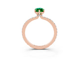 Rose gold Marquise Cut Emerald Solitaire Engagement Ring with Pavé Band and Four-Prong Setting_3