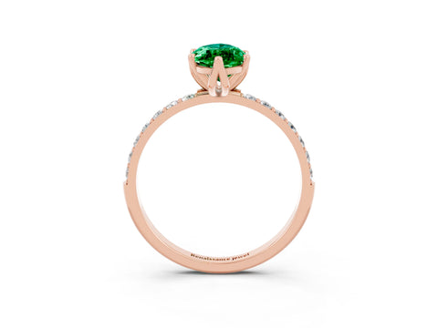 Rose gold Marquise Cut Emerald Solitaire Engagement Ring with Pavé Band and Prong Setting_3
