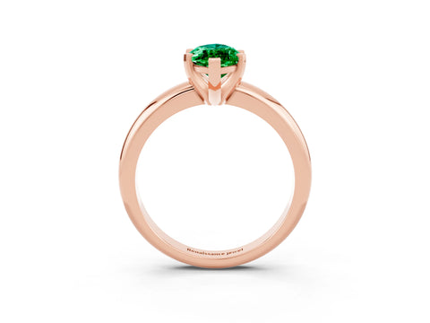 Rose gold Marquise Cut Emerald Solitaire Engagement Ring with Round Band and Four-Prong Setting_3