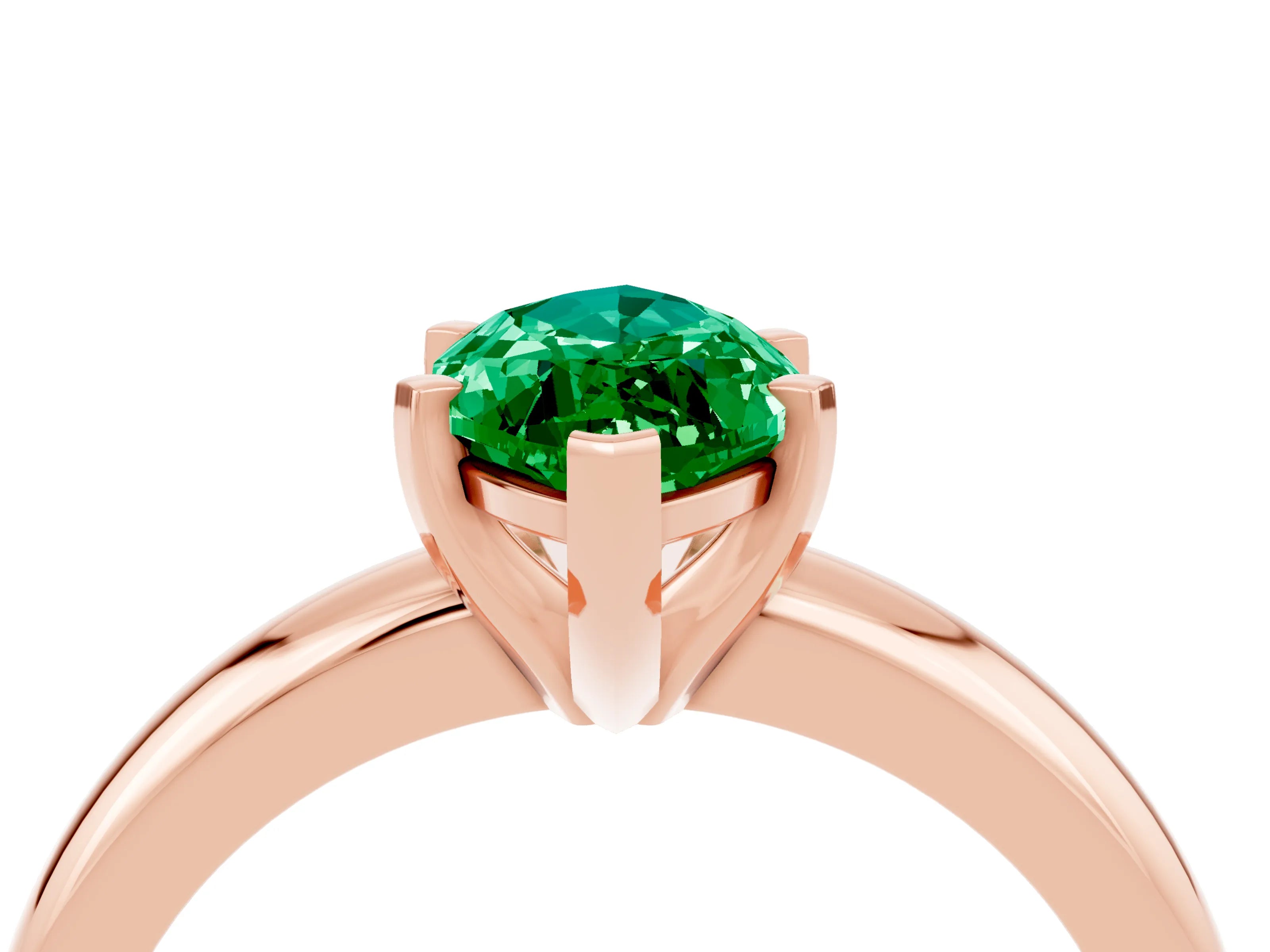 Rose gold Marquise Cut Emerald Solitaire Engagement Ring with Round Band and Four-Prong Setting_4