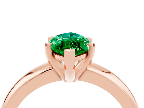 Rose gold Marquise Cut Emerald Solitaire Engagement Ring with Round Band and Four-Prong Setting_4