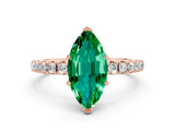 Rose gold Marquise Cut Emerald Solitaire Pavé Band with Four-Prong Setting