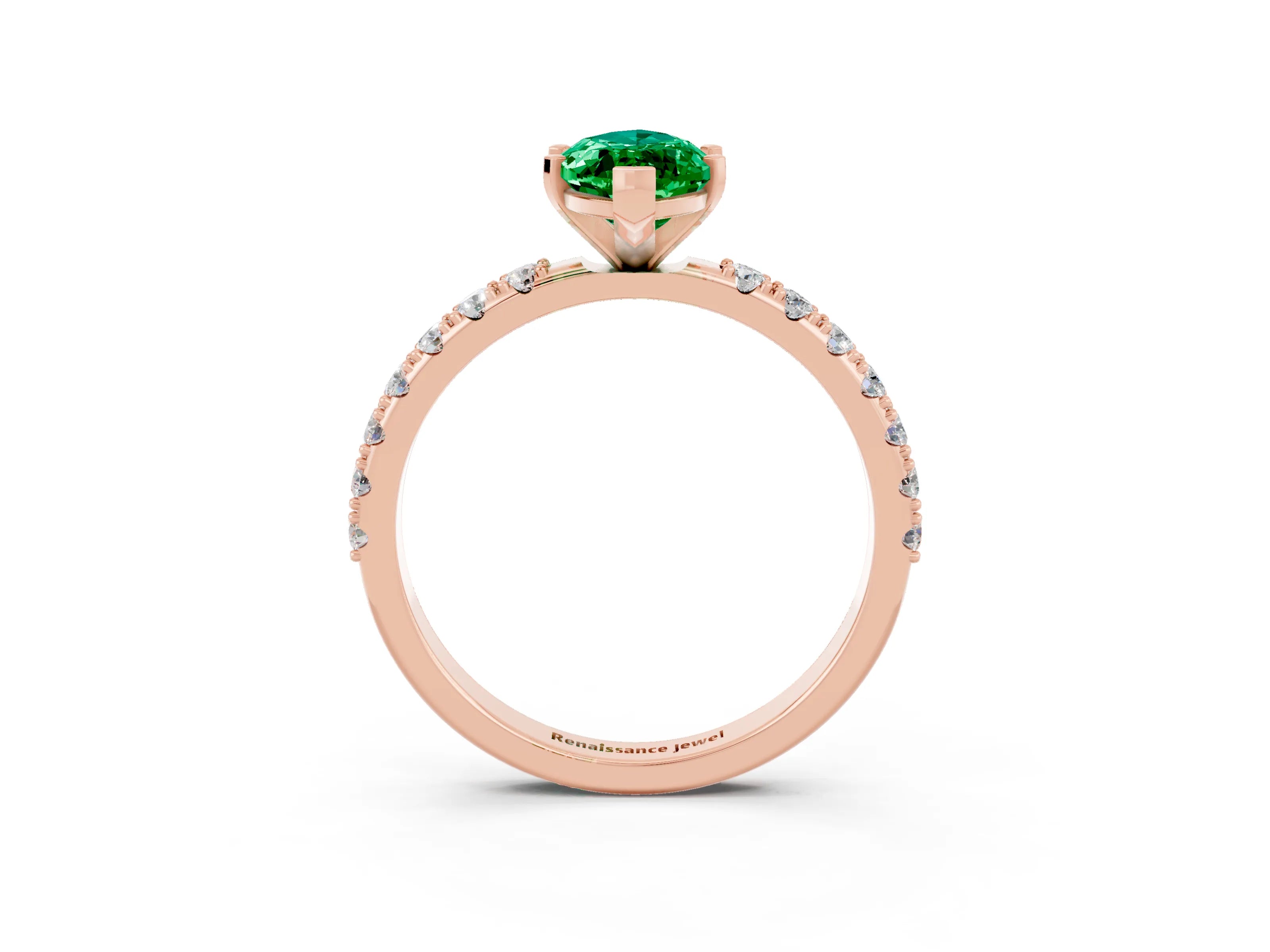 Rose gold Marquise Cut Emerald Solitaire Pavé Band with Four-Prong Setting_3
