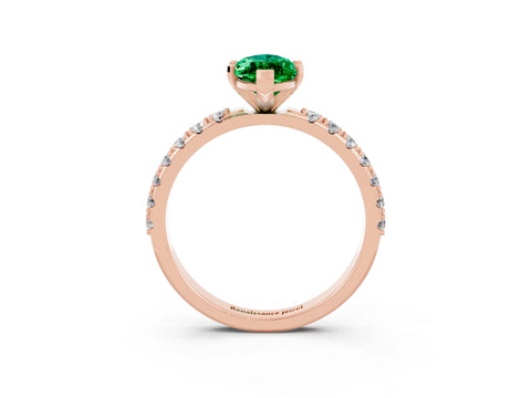 Rose gold Marquise Cut Emerald Solitaire Pavé Band with Four-Prong Setting_3