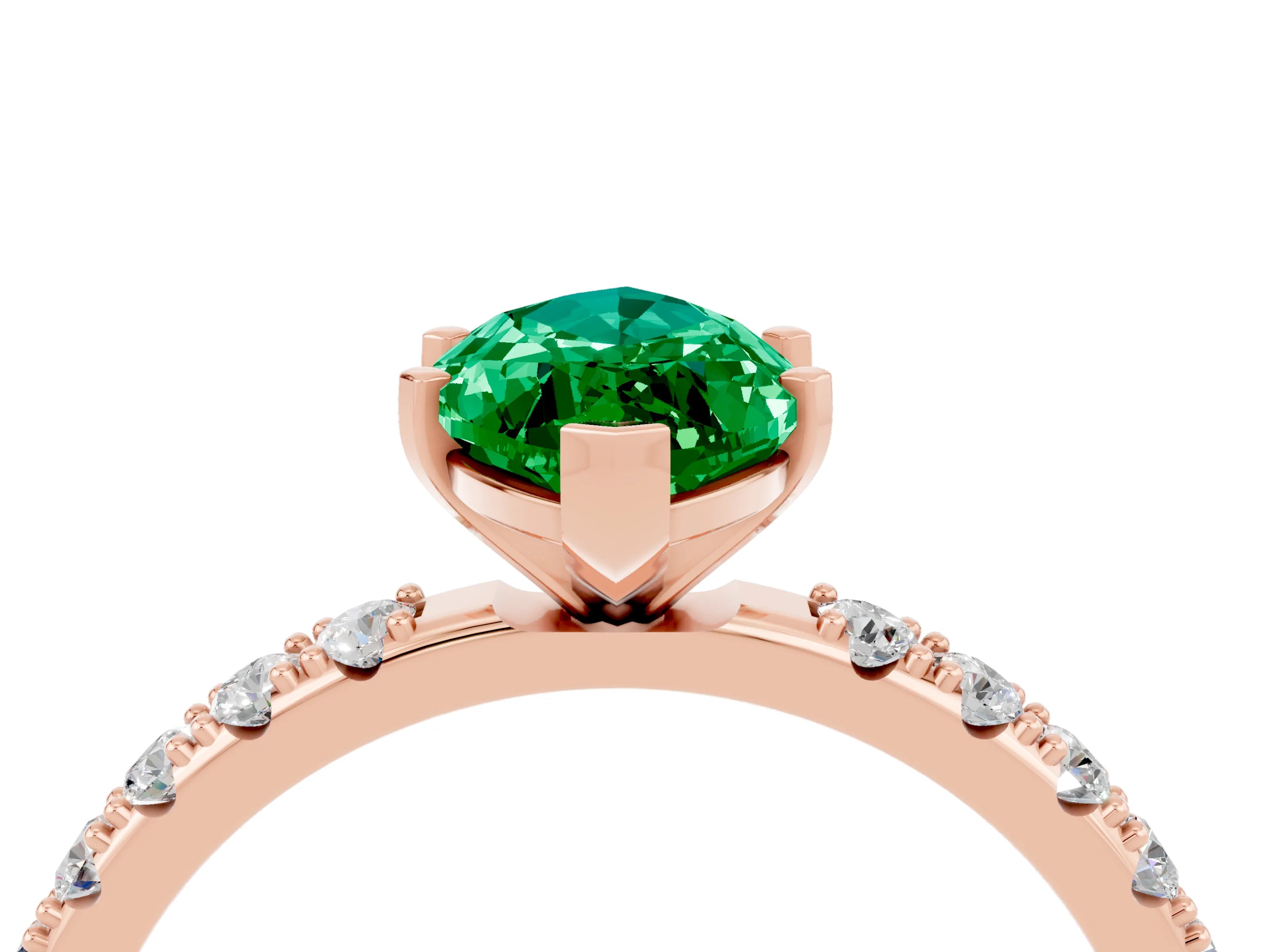Rose gold Marquise Cut Emerald Solitaire Pavé Band with Four-Prong Setting_4