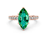 Rose gold Marquise Cut Emerald Solitaire Pavé Engagement Ring with Round Band and Prong Setting_30
