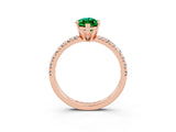 Rose gold Marquise Cut Emerald Solitaire Pavé Engagement Ring with Round Band and Prong Setting_33
