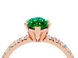Rose gold Marquise Cut Emerald Solitaire Pavé Engagement Ring with Round Band and Prong Setting_34