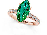 Rose gold Marquise Cut Emerald Solitaire Pavé Engagement Ring with Round Band and Prong Setting_61