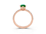 Rose gold Marquise Cut Emerald Solitaire Pavé Engagement Ring with Round Band and Prong Setting_63