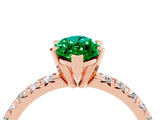 Rose gold Marquise Cut Emerald Solitaire Pavé Engagement Ring with Round Band and Prong Setting_64