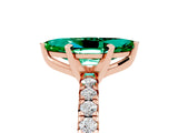 Rose gold Marquise Cut Emerald Solitaire Pavé Engagement Ring with Round Band and Prong Setting_65