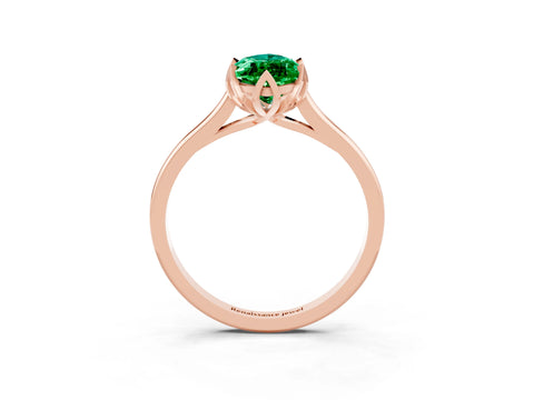 Rose gold Marquise Cut Emerald Solitaire Ring with Flower Prong Setting and Classic Band_15