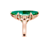 Rose gold Marquise Cut Emerald Solitaire Ring with Flower Prong Setting and Classic Band_17
