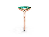 Rose gold Marquise Cut Emerald Solitaire Ring with Flower Prong Setting and Classic Band_38
