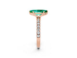 Rose gold Marquise Cut Emerald Solitaire Ring with Pavé Accents and Four-Prong Setting_2