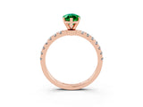 Rose gold Marquise Cut Emerald Solitaire Ring with Pavé Accents and Four-Prong Setting_3