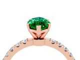 Rose gold Marquise Cut Emerald Solitaire Ring with Pavé Accents and Four-Prong Setting_4
