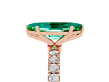 Rose gold Marquise Cut Emerald Solitaire Ring with Pavé Accents and Four-Prong Setting_5