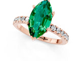 Rose gold Marquise Cut Emerald Solitaire Ring with Pavé Band and Four-Prong Setting_25