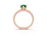 Rose gold Marquise Cut Emerald Solitaire Ring with Pavé Band and Four-Prong Setting_27