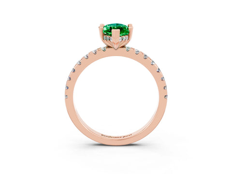 Rose gold Marquise Cut Emerald Solitaire Ring with Pavé Band and Four-Prong Setting_27